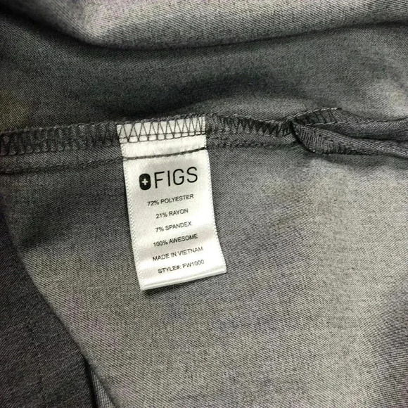 Figs Scrub Top Sz M Grey V Neckline Technical Collection Short Sleeves byte logo - Picture 6 of 9